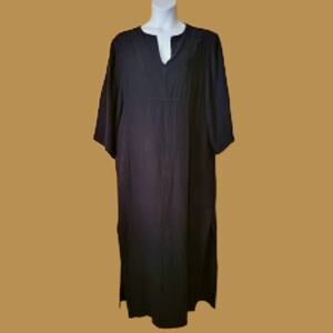 Ocean + Main Black Gauze Maxi Tunic/Kaftan, Size XL